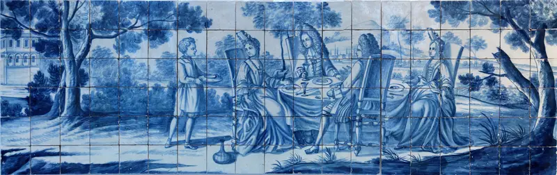 Blue-and-white azulejo panel